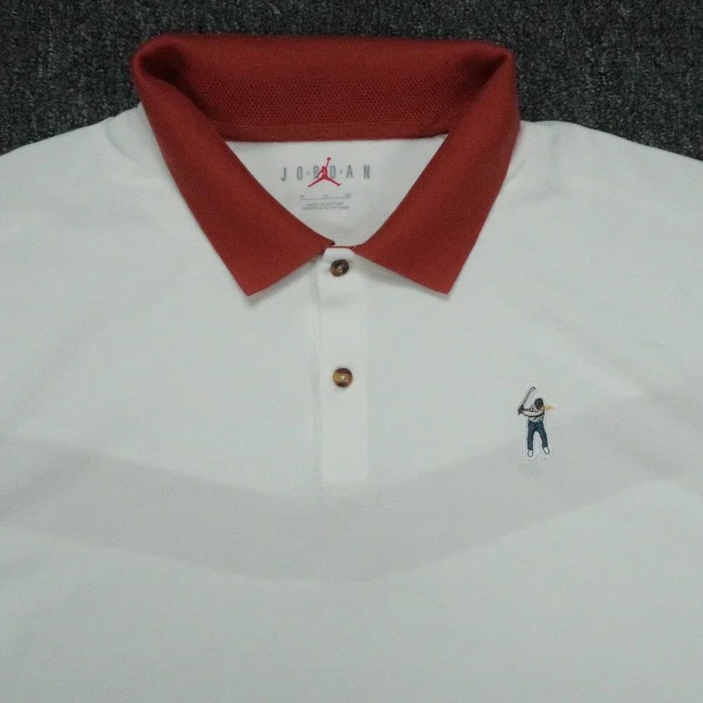 Jordan Shirt Mens XL White Red Eastside Golf Polo Short Sleeve Performance